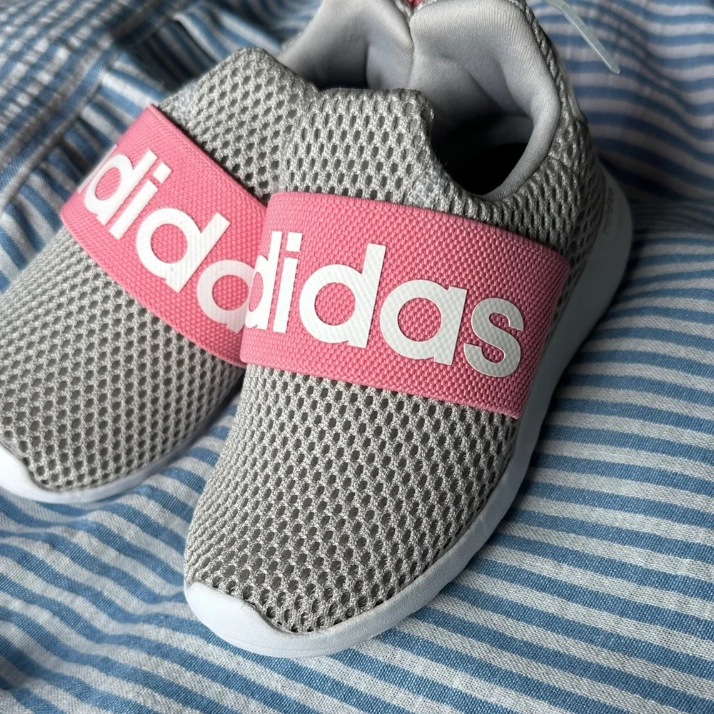 New Without‎ Tags Adidas Kids Sneakers in Gray Pink Slip On Lightweight Size 8K